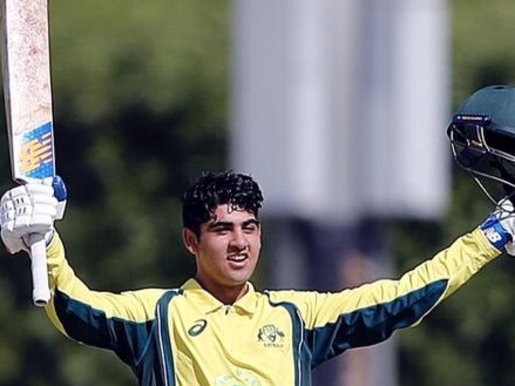 Shobit Singh after scoring a century for the Australian Under 16 team in 2019.