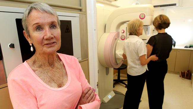 Pictured at a Mobile Breast Screen van, breast cancer survivor Lee Seary . Picture Mike Batterham