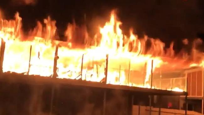 A ferocious blaze has destroyed a two-storey home in Goolwa in the early hours of this morning. Picture: 9 News
