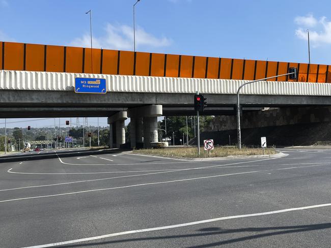 Two people have been charged following a road rage incident and a crash near the Eastlink on-ramp at Burwood Hwy in Wantirna South. Picture: Kiel Egging.