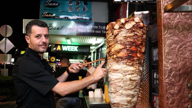 Shadi Alyten cooks kebabs at Lakemba for last year’s Ramadan Nights. Picture: Robert Pozo