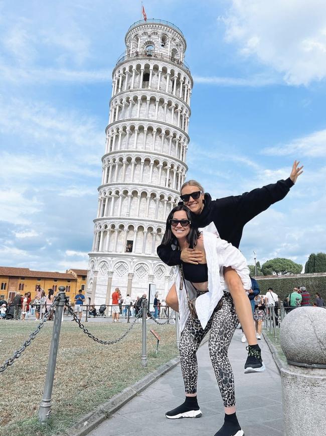 Sophie Cachia and Maddie Garrick in Pisa a week ago. Picture: Instagram