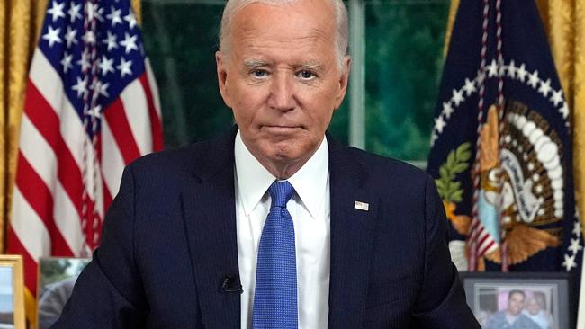 Joe Biden, in the Oval Office, speaking to Americans about his decision to withdraw. Picture: Evan Vucci/AFP