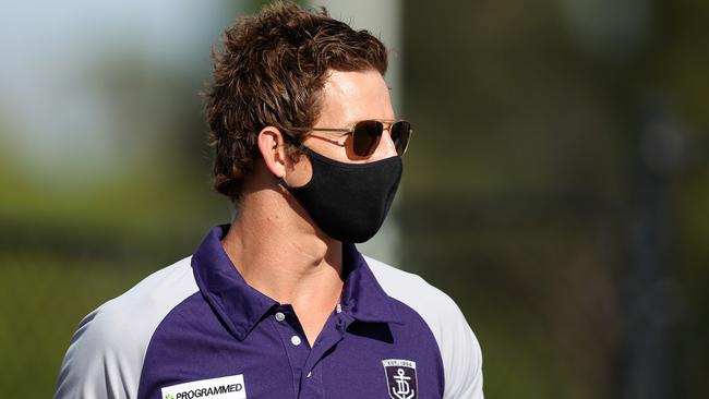 Nat Fyfe missed the Dockers’ big practice match win against West Coast. Picture: Paul Kane/Getty Images