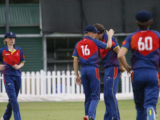 Mosman celebrate a James Archer wicket. Photographer: Warren Gannon Photography