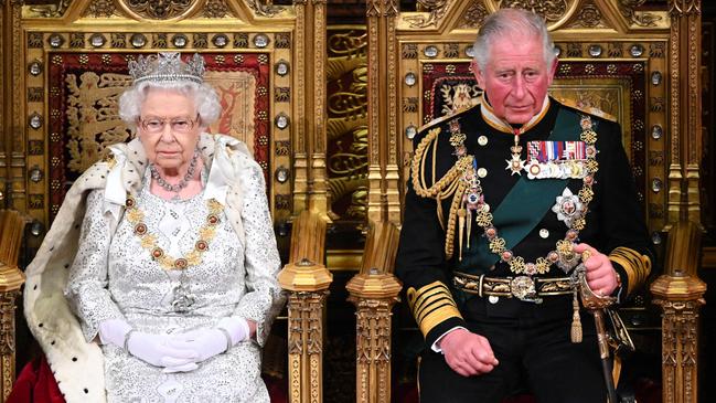 The Queen and her heir Prince Charles in the House of Lords in 2019. Picture: AFP