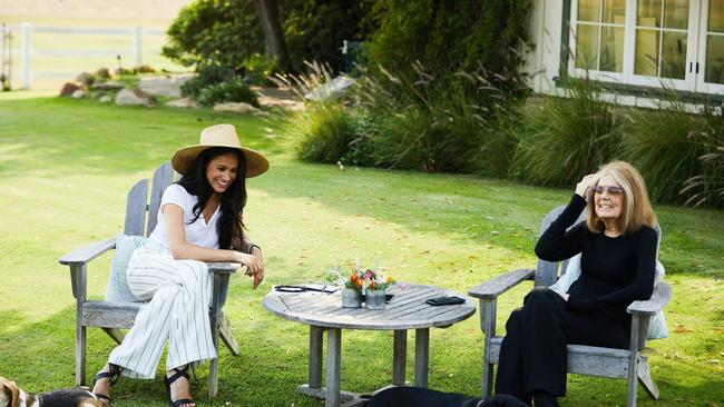 Meghan Markle and Gloria Steinem during a chat for MAKERS Women. Picture: Duke and Duchess of Sussex