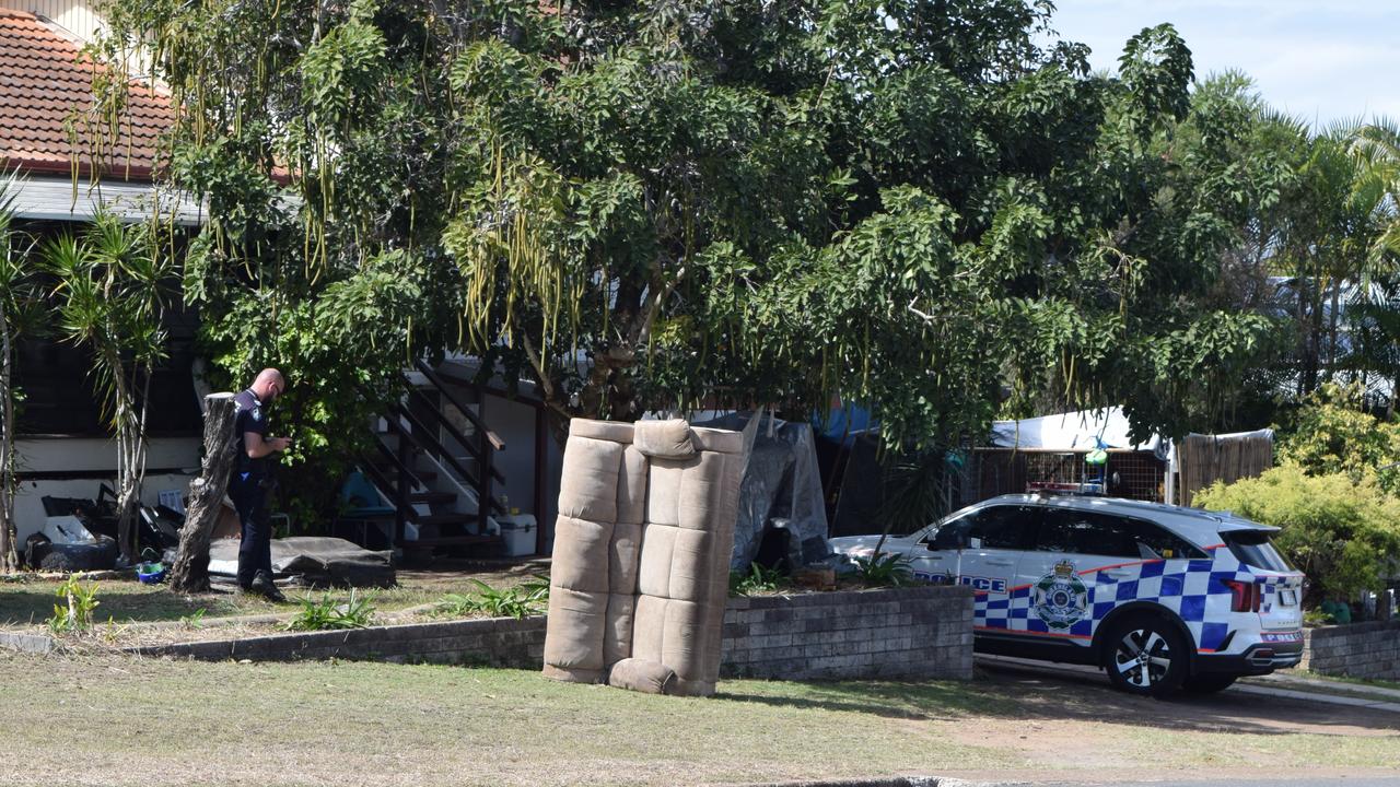 Police at a Brisbane Street house, Barney Point, in August, 2023.