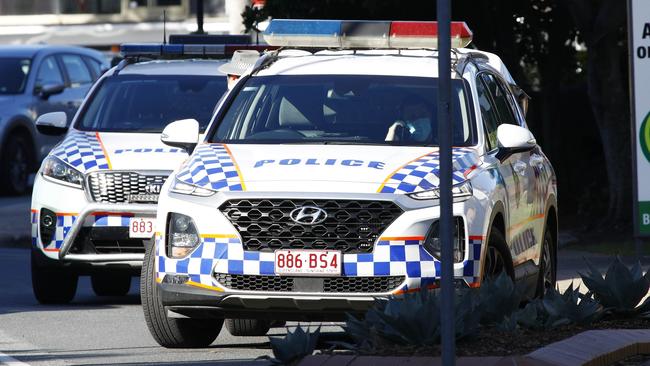 Police vehicles outside Twin Towns on Thursday afternoon. Picture: Tertius Pickard