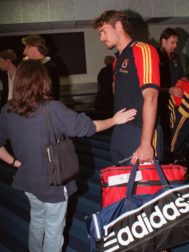 Adelaide ruckman David Pittman arrives back home after copping a public spray from Crows coach Malcolm Blight.