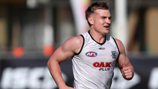 Ollie Wines is line for a Power return after racking up 38 possessions in Port Adelaide’s SANFL victory over Norwood. Picture: AAP Image/James Elsby