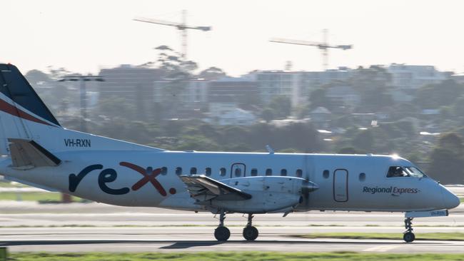 A Rex aircraft on the tarmac at Sydney Airport. Picture: AAP Image/James Gourley.