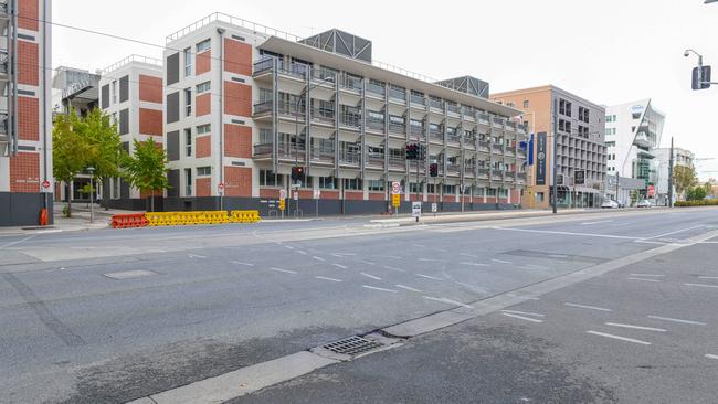 Scene of a stabbing murder on North Tce across from UniSA. Picture: Brenton Edwards