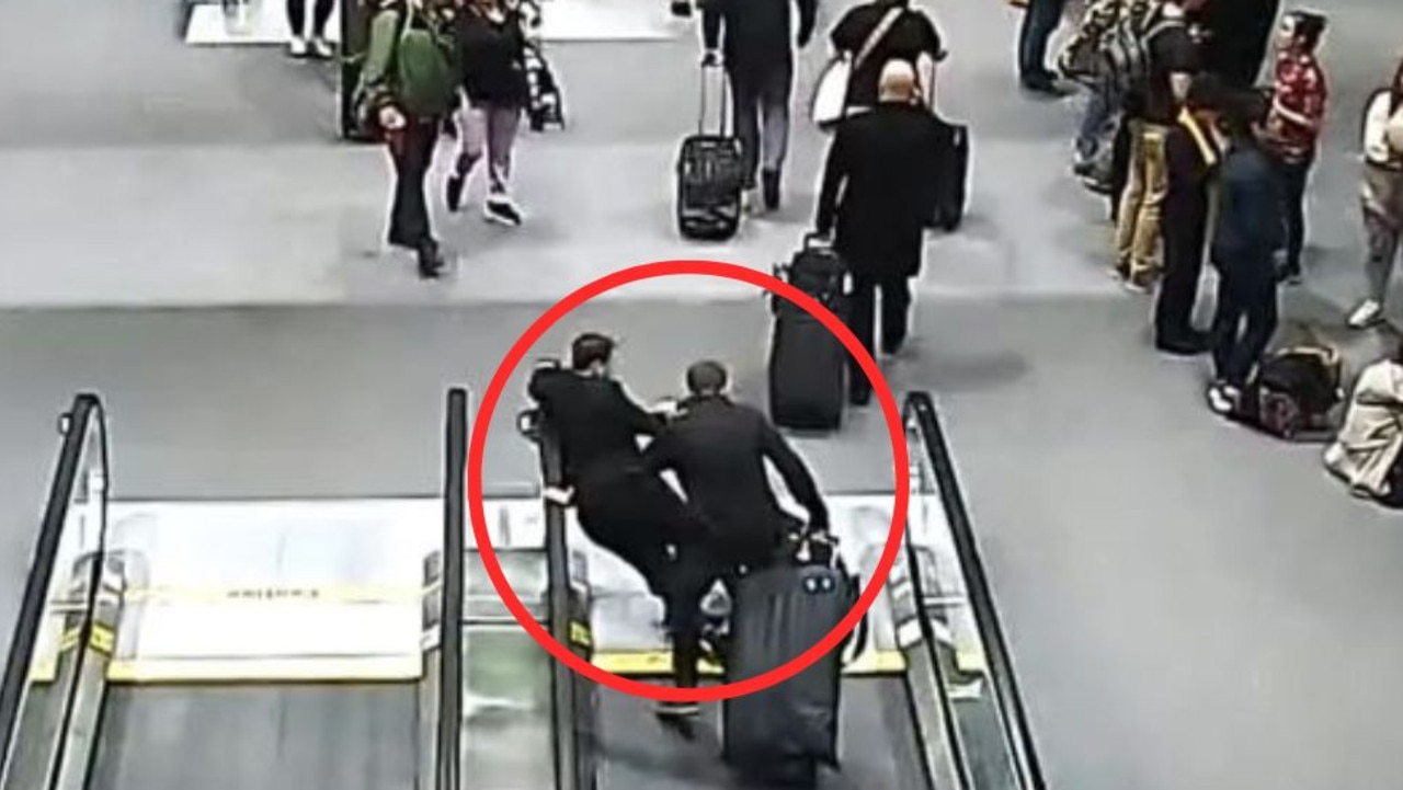 The moment the pilot claims his foot was swallowed up at the airport.
