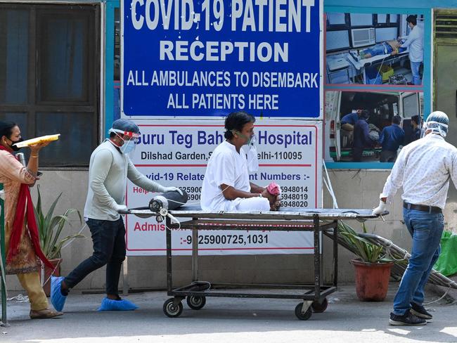 A COVID patient at a hospital in New Delhi. India is battling to curb coronavirus cases in the country. Picture: AFP