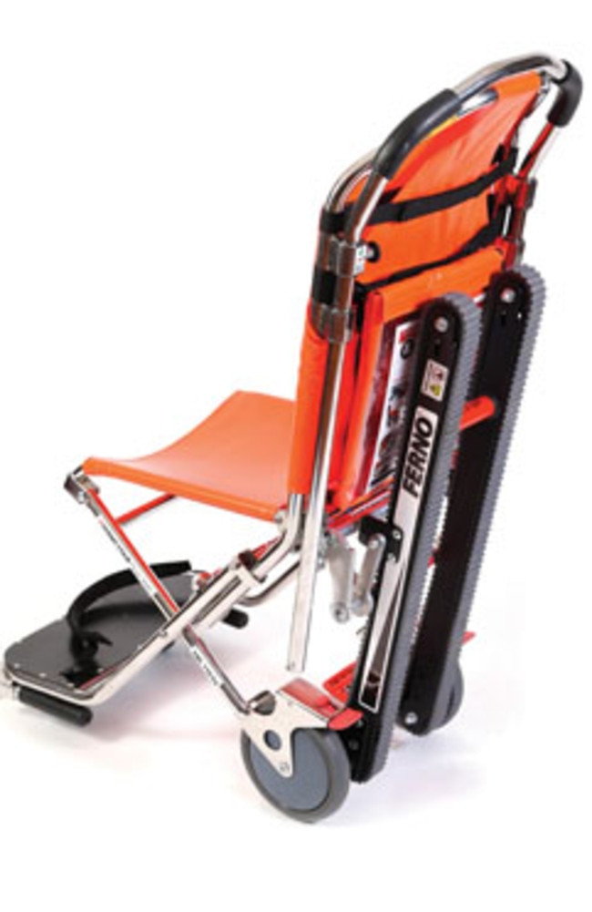 The Ferno Carry Chair is officially a patient emergency and rescue device that is lightweight and features chest, ankle and thigh restraints. Picture: Ferno.com.au.