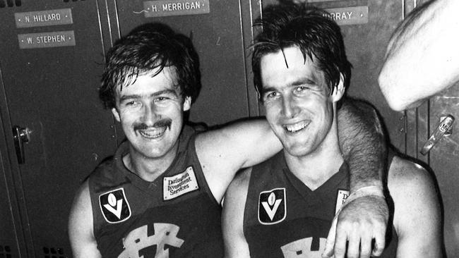 Fitzroy's Bernie Quinlan (L) and Rendell (R) together in 1983.