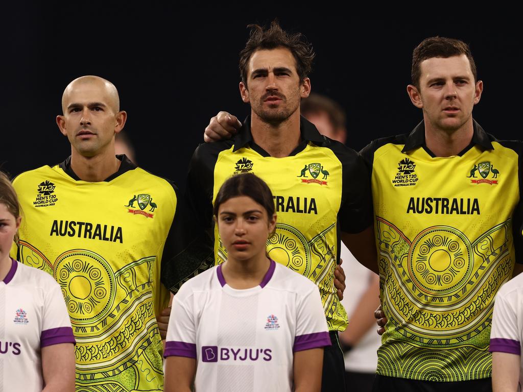 Mitchell Starc (C) and Josh Hazlewood will battle for a place in the limited overs side. Picture: Paul Kane/Getty