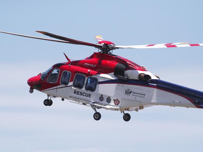 The patient was transported to Cairns Hospital in the QG Air Rescue helicopter. Picture: Brendan Radke