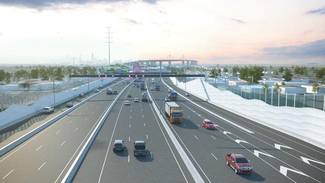 An artist’s impression of noise walls for the West Gate Tunnel project.                        <a capiid="77acb2ee99b403103c6550da398ffb74" class="capi-video">New Melbourne freeway tunnel to cost $6.7b</a>