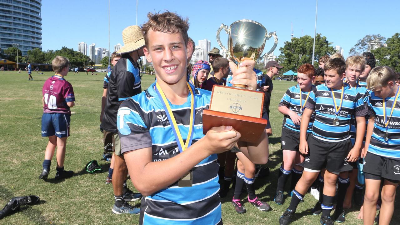 Day two of the King of the Country Rugby Union competition.Pay off between Far North Coast (blue) and Toowoomba Bears (maroon).Photo of 8 April 2023 Southport Picture by Richard Gosling