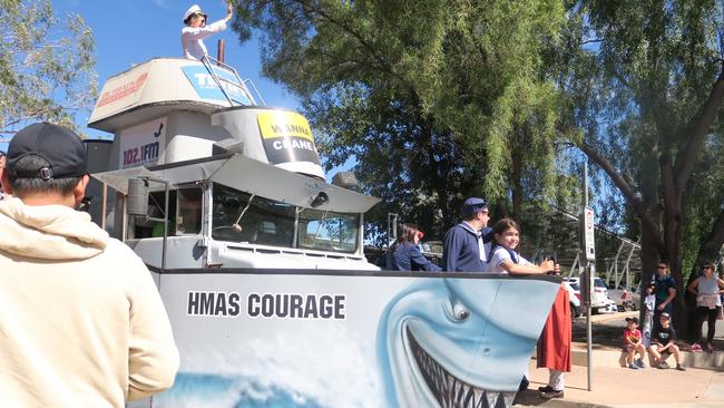 HMAS Courage, usually used on the Henley on Todd regatta, during the Bangtail Muster.