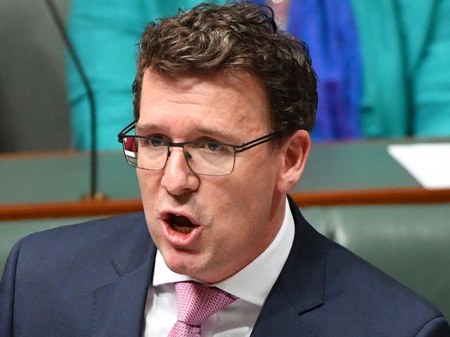 Minister for Human Services Alan Tudge during Question Time in the House of Representatives at Parliament House in Canberra, Tuesday, September 5, 2017. (AAP Image/Mick Tsikas) NO ARCHIVING