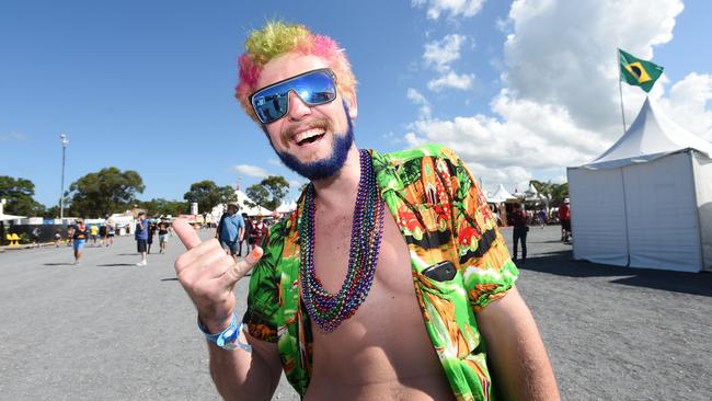 Sam Bailey, of Sydney, sporting a lovely blue beard at Byron Bay Bluesfest 2016. Photo Marc Stapelberg / The Northern Star