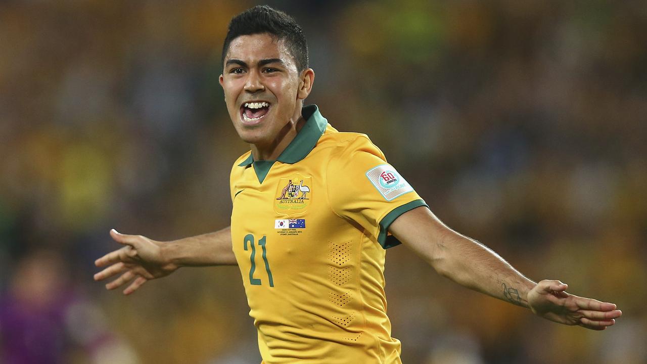 Massimo Luongo celebrates scoring for the Socceroos in the 2015 Asian Cup final. Picture: Ryan Pierse / Getty Images