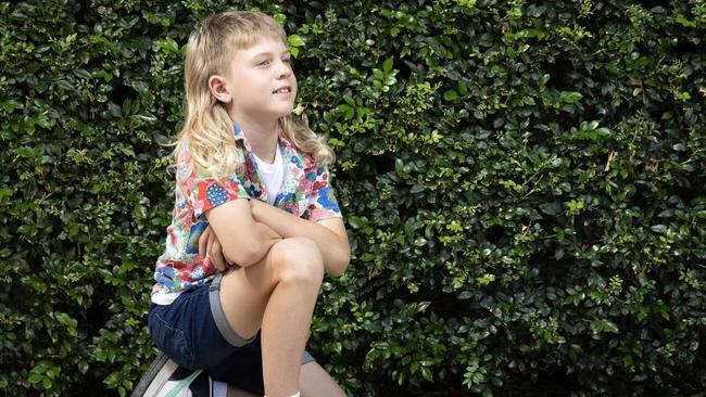 Nine-year-old Felix Knoll is excited to enter his mullet into The Advertiser’s Kids Mullet Cup. Picture: Emma Brasier