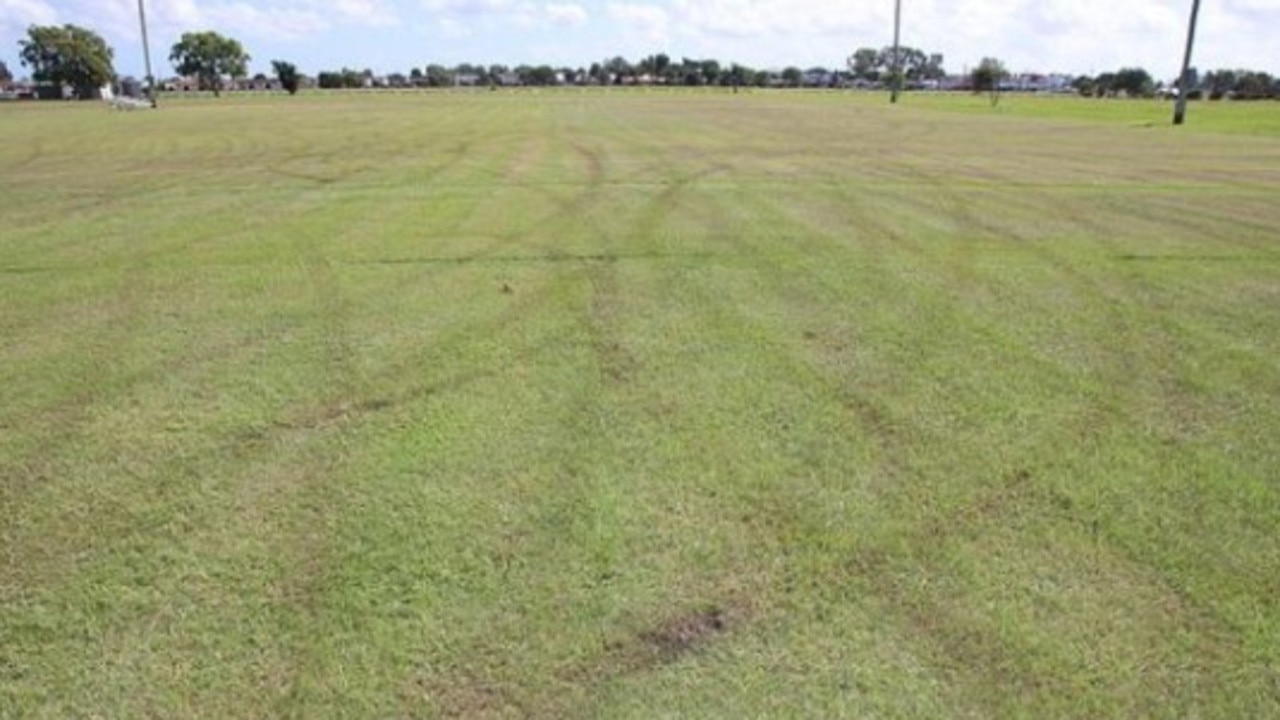 The sporting field was scarred with deep overlapping tyre tracks.