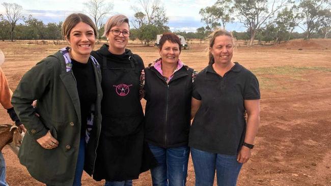 I WAKE UP WITH TODAY: Gidgee's Bush Camp staff in Morven with Today Show weather presenter Natalia Cooper this morning. Picture: Contributed