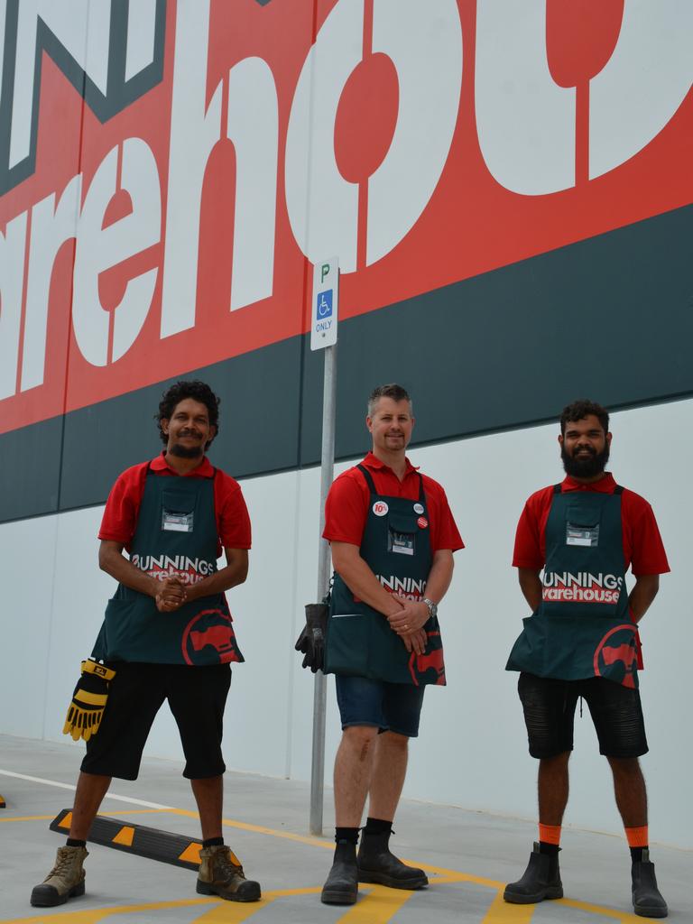 Team members Leon Walley and Jarome Cross, and complex manager Justin Myles (centre) are pumped by their new workplace. Picture: NCA NewsWire/Rebecca Le May