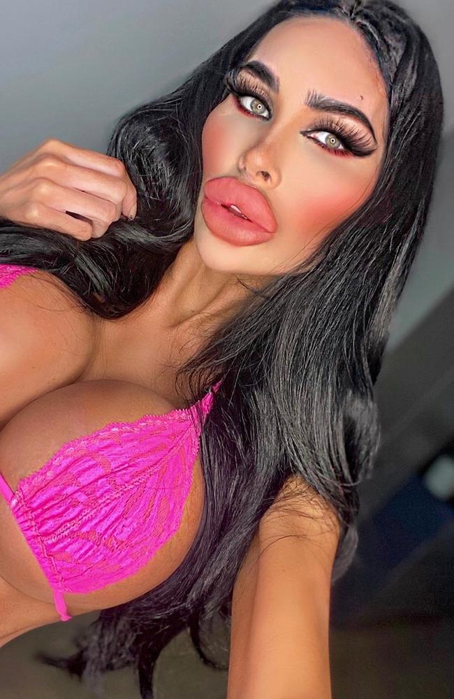 Melbourne woman Tara Jayne McConachy has spent $135,000 on cosmetic enhancements, describing her lips as her ‘statement’ feature. Picture: Jam Press