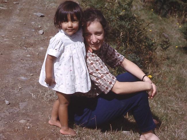 Ranjeny Thomas as a toddler, with her mother, Rosemary.