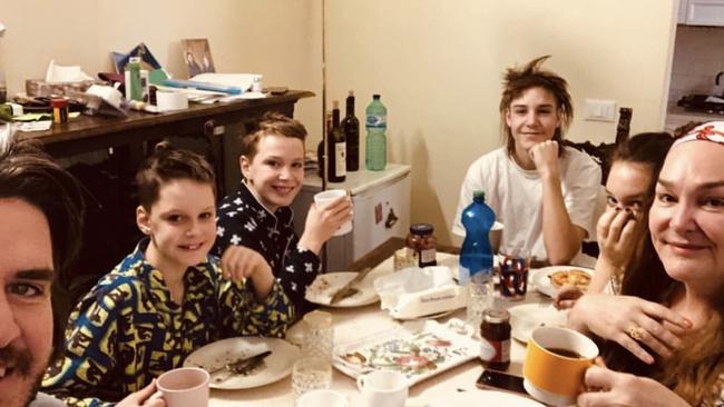 Kate Langbroek and family during lockdown in Italy. Pic: Instagram