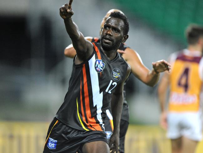 Dion Munkara will be the Tiwi Bombers co-captain in the 2021-22 season. Picture Felicity Elliott.