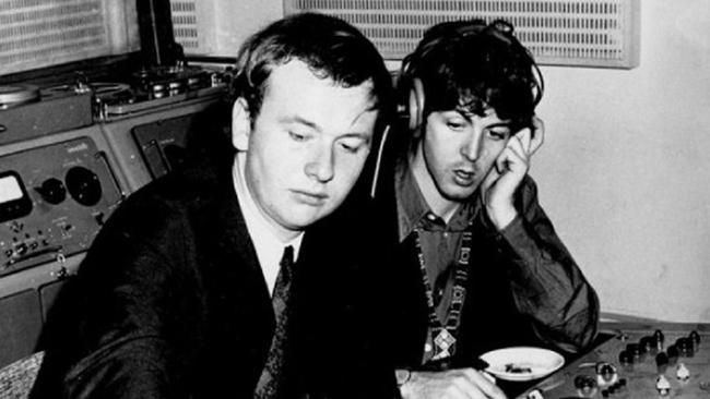 Producer Geoff Emerick at Abbey Road with Paul McCartney