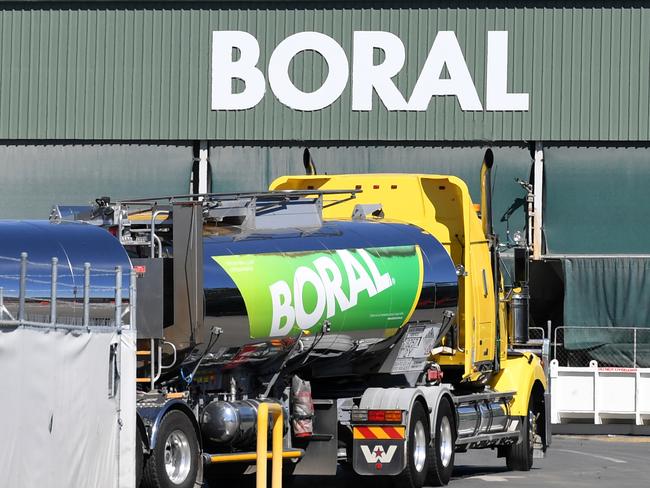 A stock image of a Boral truck in one of its facilities in Brisbane, Wednesday, August 29, 2018. Boral Limited today reported a 47 per cert increase in net profit to $514 million for the year ended 30 June 2018. (AAP Image/Dan Peled) NO ARCHIVING