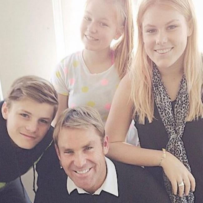 Instagram photo of Shane Warne and his children.