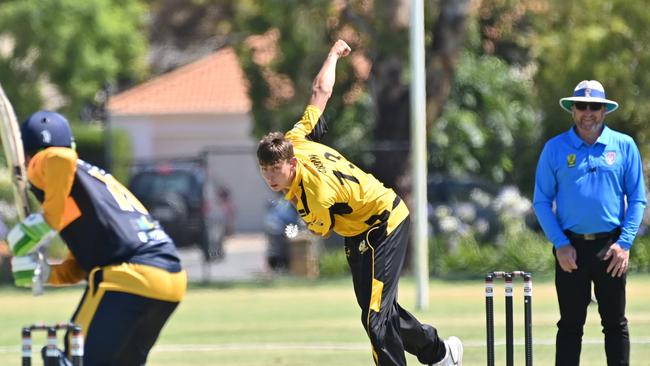 Josh Croom took an impressive 5-66 with the ball for Glenelg against Sturt, but his team failed to secure a finals spot. Picture: Keryn Stevens