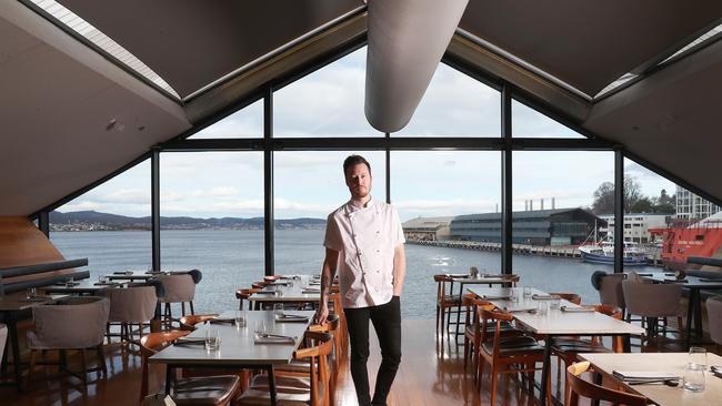 Christian Ryan chef and co-owner of Aloft on the Hobart waterfront. The high-end dining scene has been dealt a blow during COVID-19 with no tourists expected for some time now due to border restrictions, however they are staying positive. Picture: NIKKI DAVIS-JONES