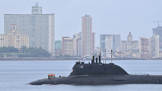 The Russian nuclear-powered submarine Kazan at Havana's harbour earlier this year. Picture: AFP.