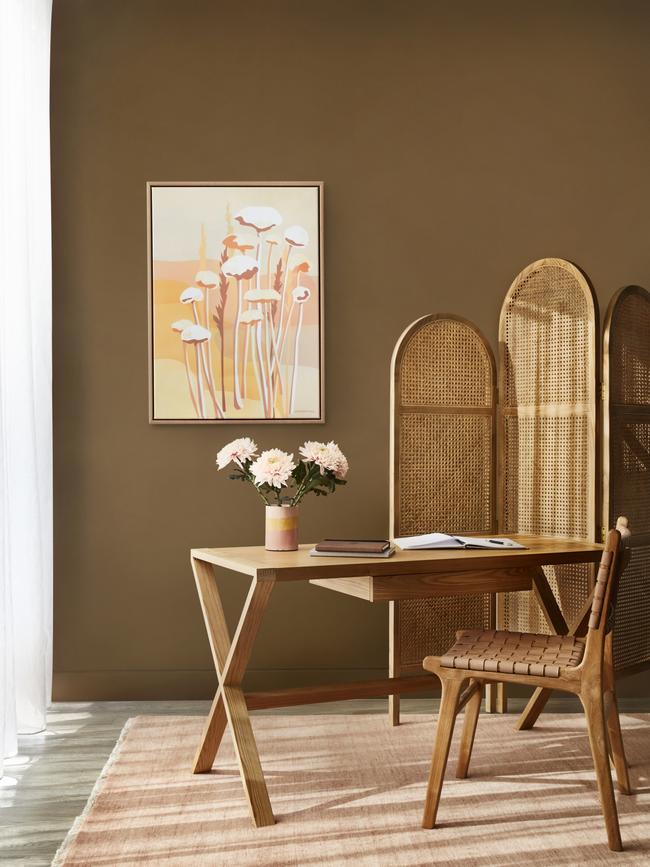 Gold, such as Morocco Tan, can create warmth. Picture: Armelle Habib/Dulux Australia colour forecast 2021