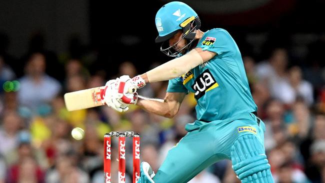 BRISBANE, AUSTRALIA - JANUARY 04: Joe Burns of the Heat plays a shot during the Big Bash League match between the Brisbane Heat and the Sydney Thunder at The Gabba, on January 04, 2021, in Brisbane, Australia. (Photo by Bradley Kanaris/Getty Images)