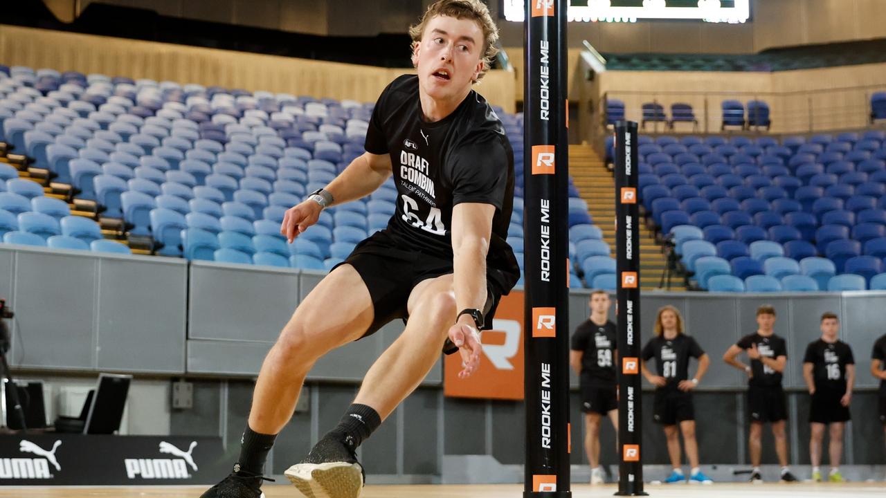 North Adelaide’s Kane McAuliffe in action at the AFL national draft combine in Melbourne. Picture: Dylan Burns/AFL Photos via Getty Images