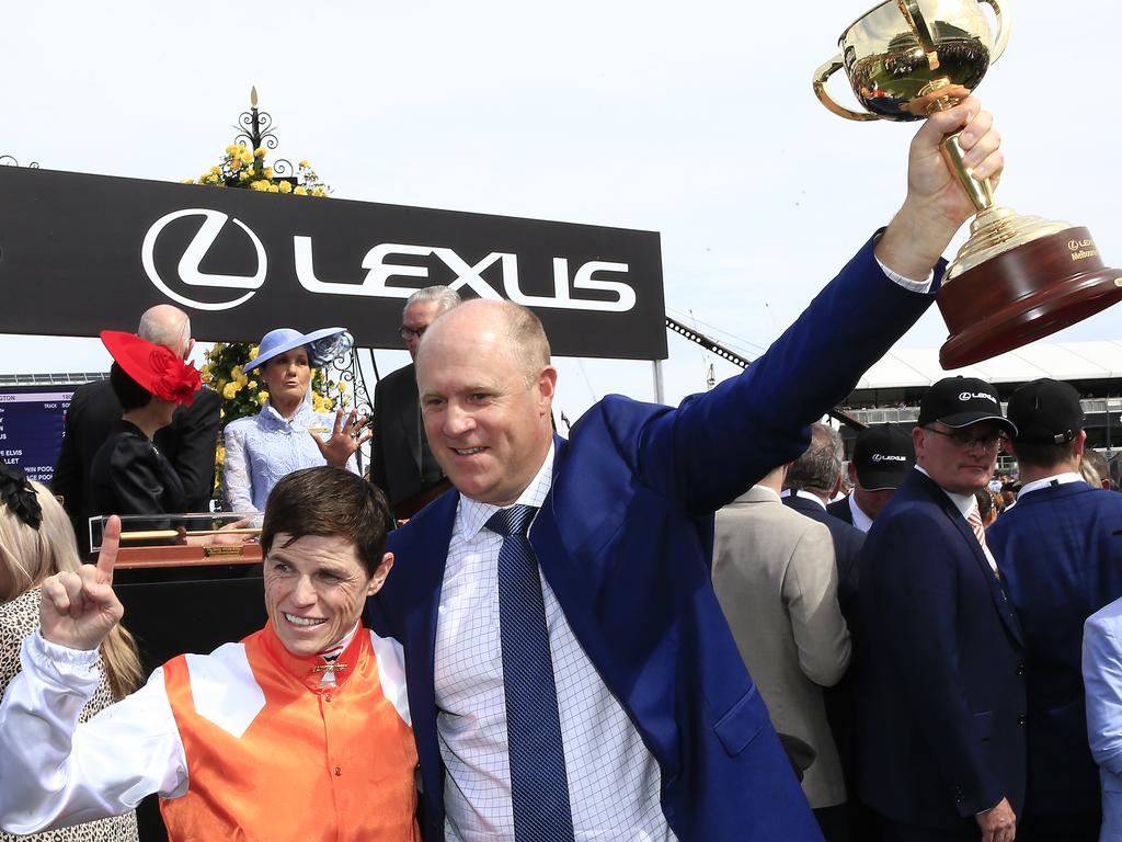 Williams and trainer Danny O’Brien with the Cup.