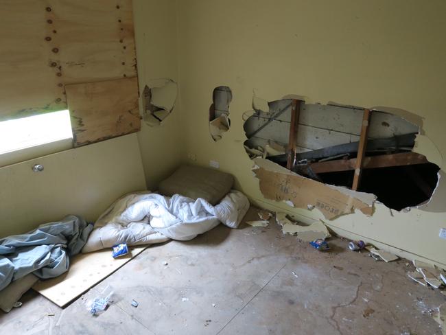 Squatters have been sleeping the vacant social housing duplex, where burnt spoons and other evidence of drugs use was found. Picture: supplied