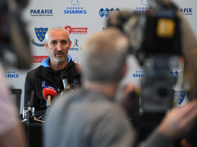 Jason Gillespie addresses the media after being appointed head coach with Sussex. Picture: Getty Images