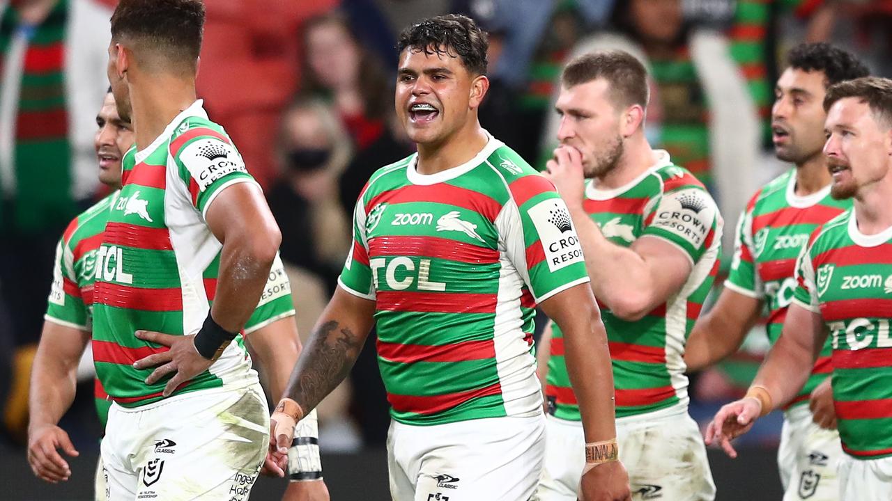 The Rabbitohs don’t want Latrell Mitchell to change his aggressive ways despite his season-ending suspension. Photo: Chris Hyde / Getty Images